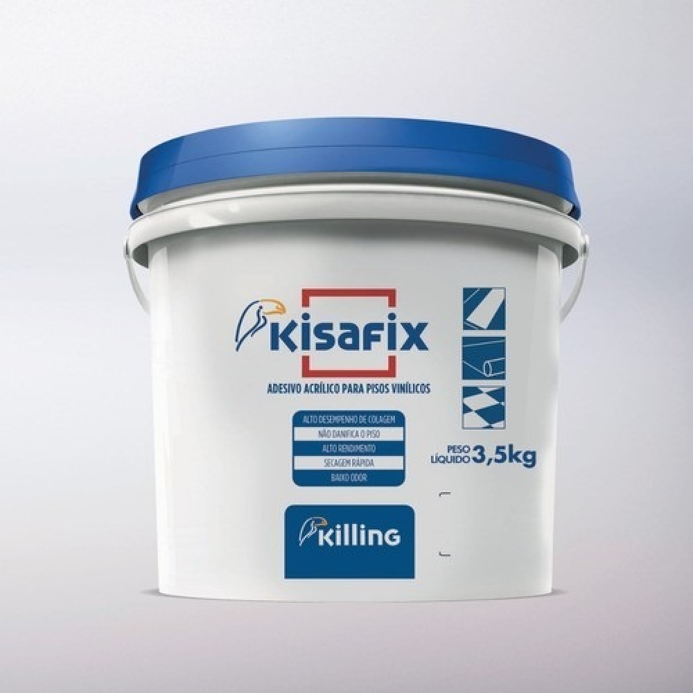 Cola Piso Vinilico Adesivo Kisafix - 3,5kg - Melhor Preço - Branco