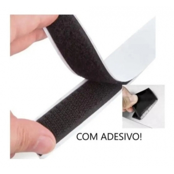 Velcro Adesivo 25mm Preto Com Adesivo Rolo Com 25 Metros